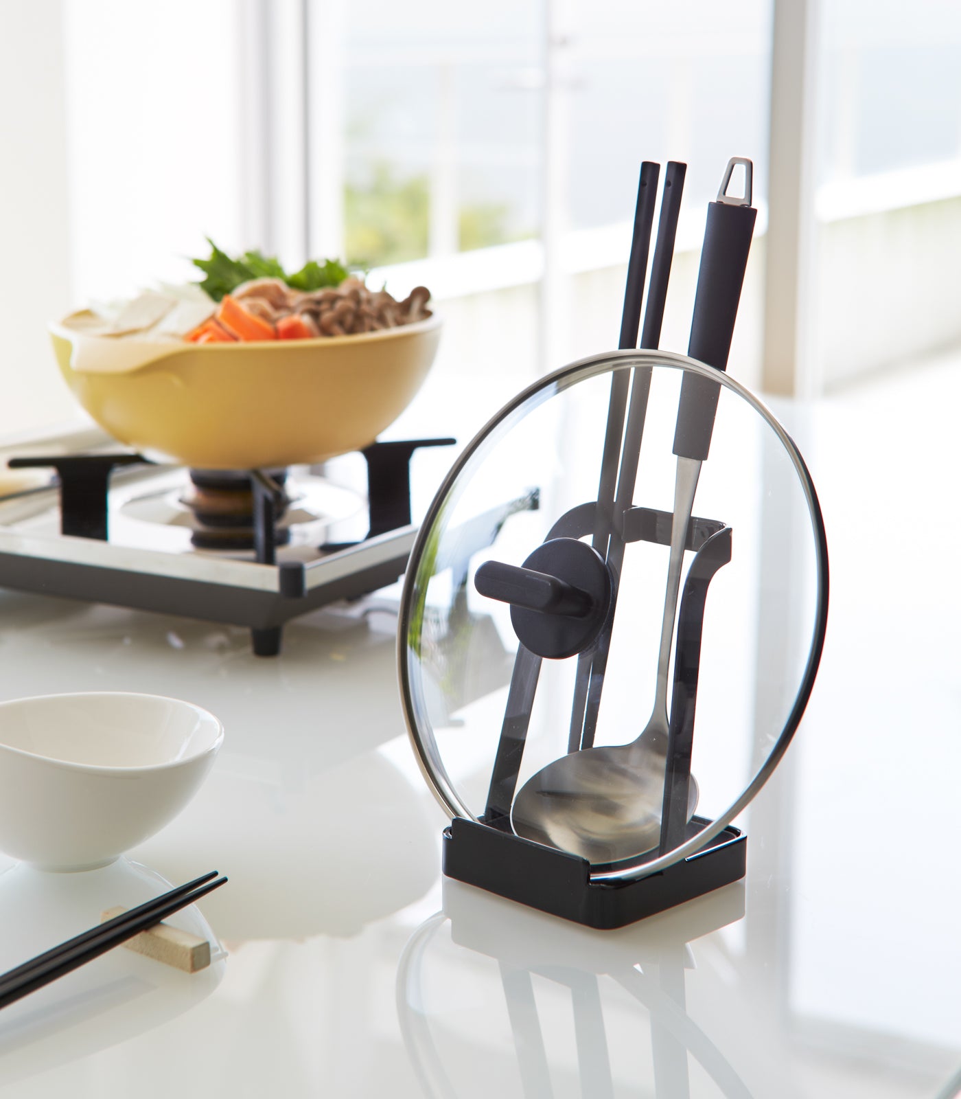 Stainless Steel Lid & Ladle Stand - Durable Kitchen Organizer for Pots & Pans - Perfect for Cooking, Serving & Countertop Storage