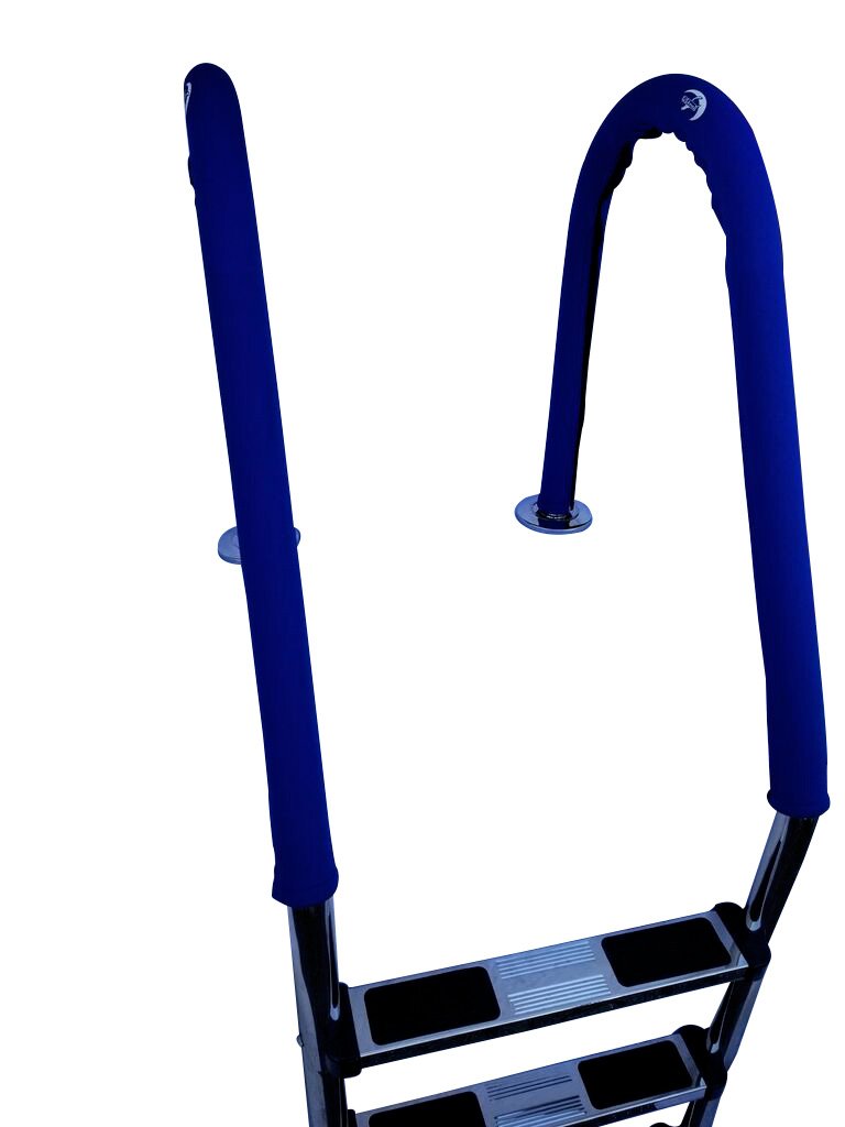 FibroPool Neoprene Swimming Pool Ladder Cover - Slip & Heat Resistant Comfort Grip for Railing - 2 Pack, Blue - Ideal for Inground & Above Ground Pools