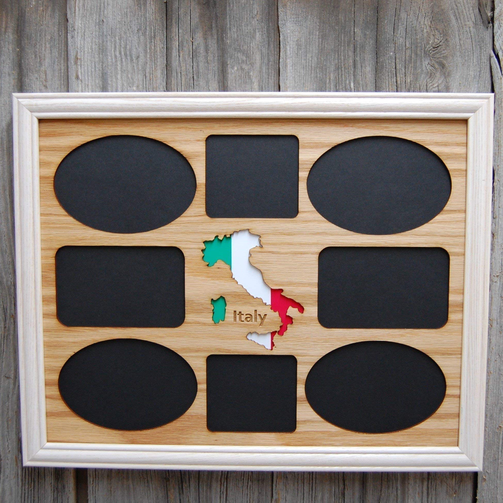 11x14 Country Picture Frame for Travel Collage - Holds 8 Photos | Rustic Wood Wall Decor | Perfect for Italy Vacation Memories, Home & Office Display