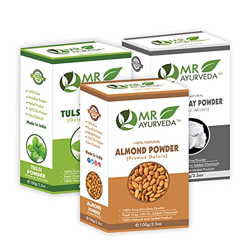 Almond Powder + Tulsi Powder + Kaolin Clay Powder