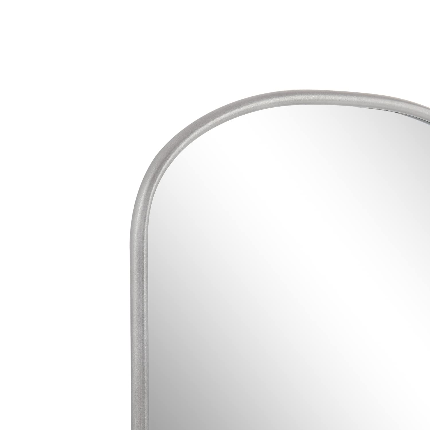 24x31 Inch Round Arch Mirror with Silver Metal Frame - Elegant Wall Mirror for Living Room, Bedroom, or Entryway Decor