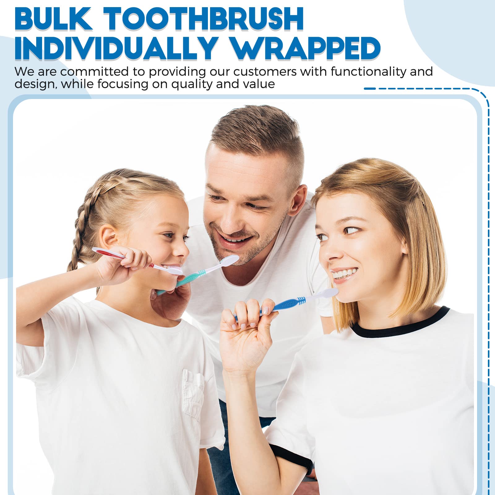 100-Pack Individually Wrapped Disposable Toothbrushes - Medium Soft Bristles for Adults & Kids - Travel, Hotel & Guest Use - Multi-Colored Oral Care Essentials for Home, Office & On-the-Go Hygiene