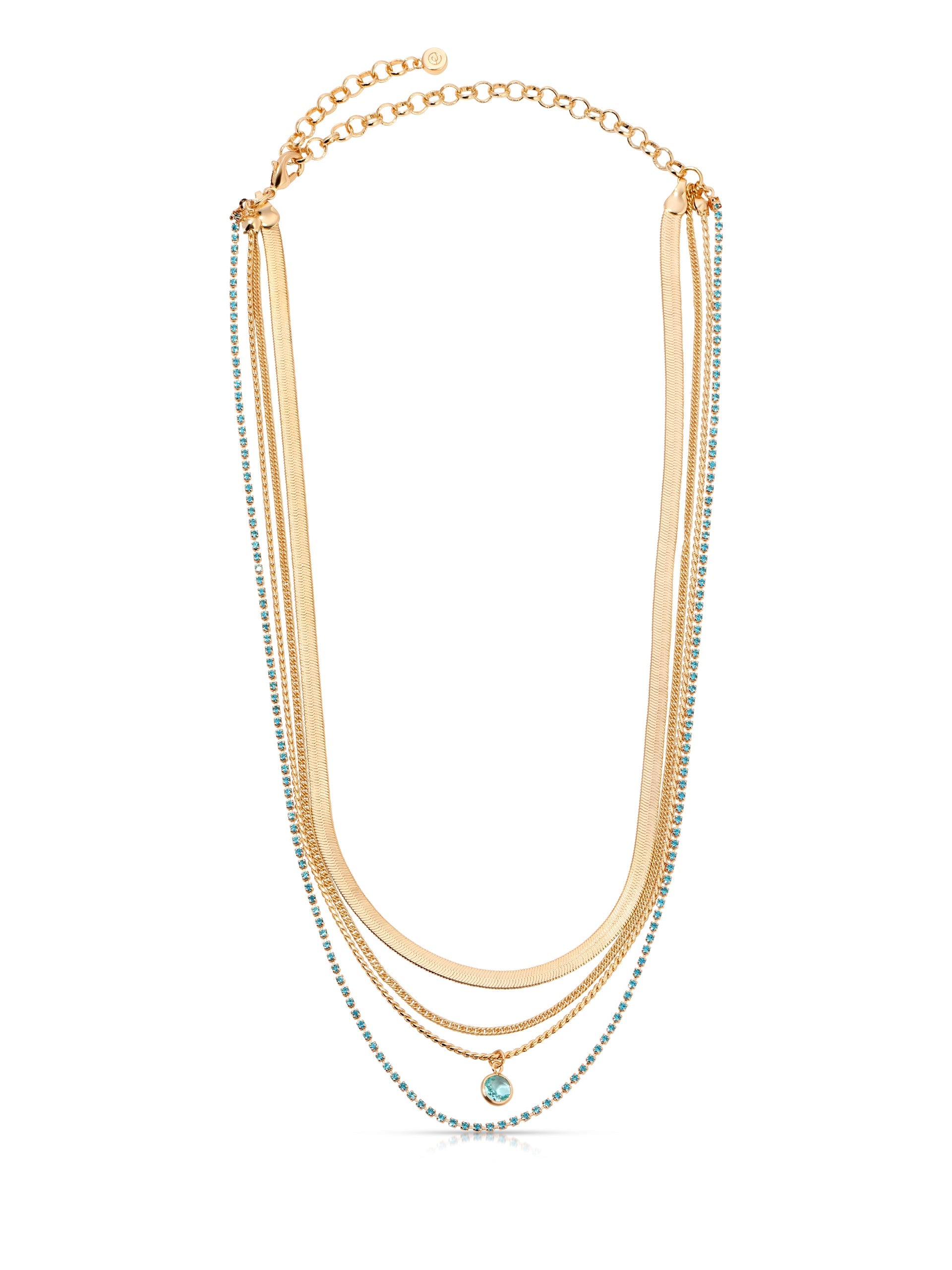 Elegant Aqua Layered Necklace for Women - Dainty Chain Jewelry for Everyday Wear, Perfect for Casual Outfits & Office Attire