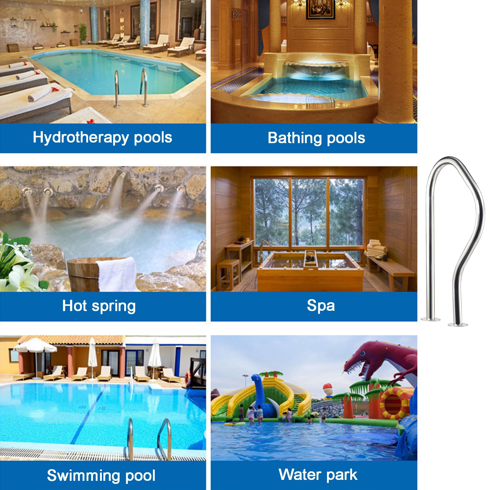 304 Stainless Steel Pool Handrail & Spa Stair Railing - 47x80cm Inground Pool Grab Bar with 330lbs Load Capacity - Perfect for Safe Entry/Exit & Poolside Support