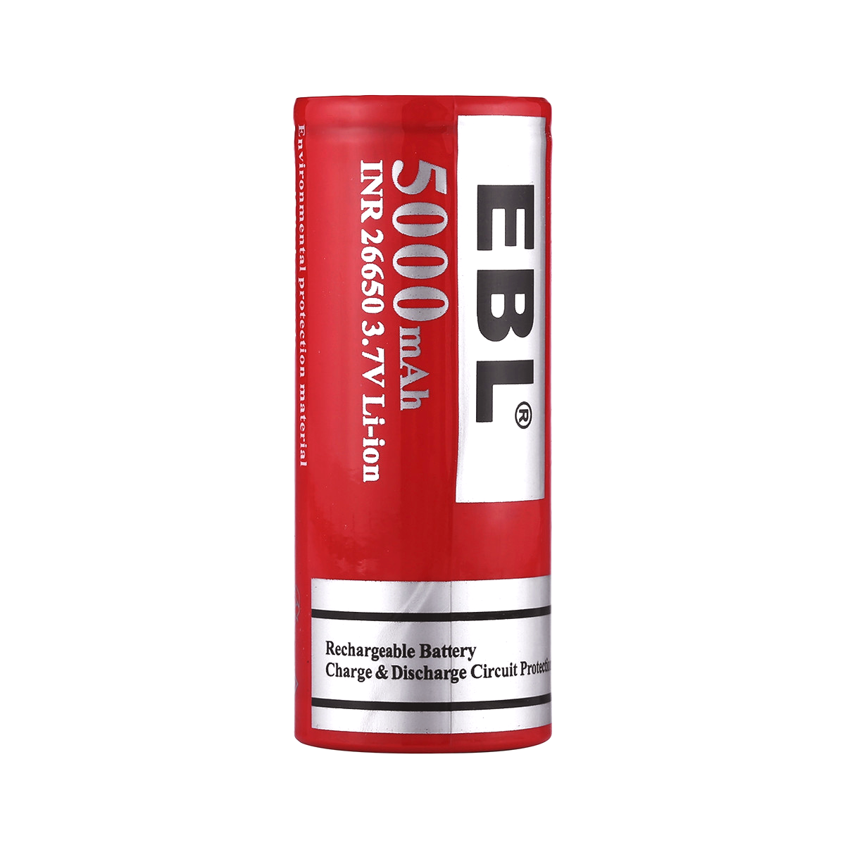EBL INR 26650 5000mAh Li-ion Rechargeable Batteries - High Capacity 3.7V Battery for Flashlights, Vape Mods, Solar Power & Emergency Backup - 2 Pack
