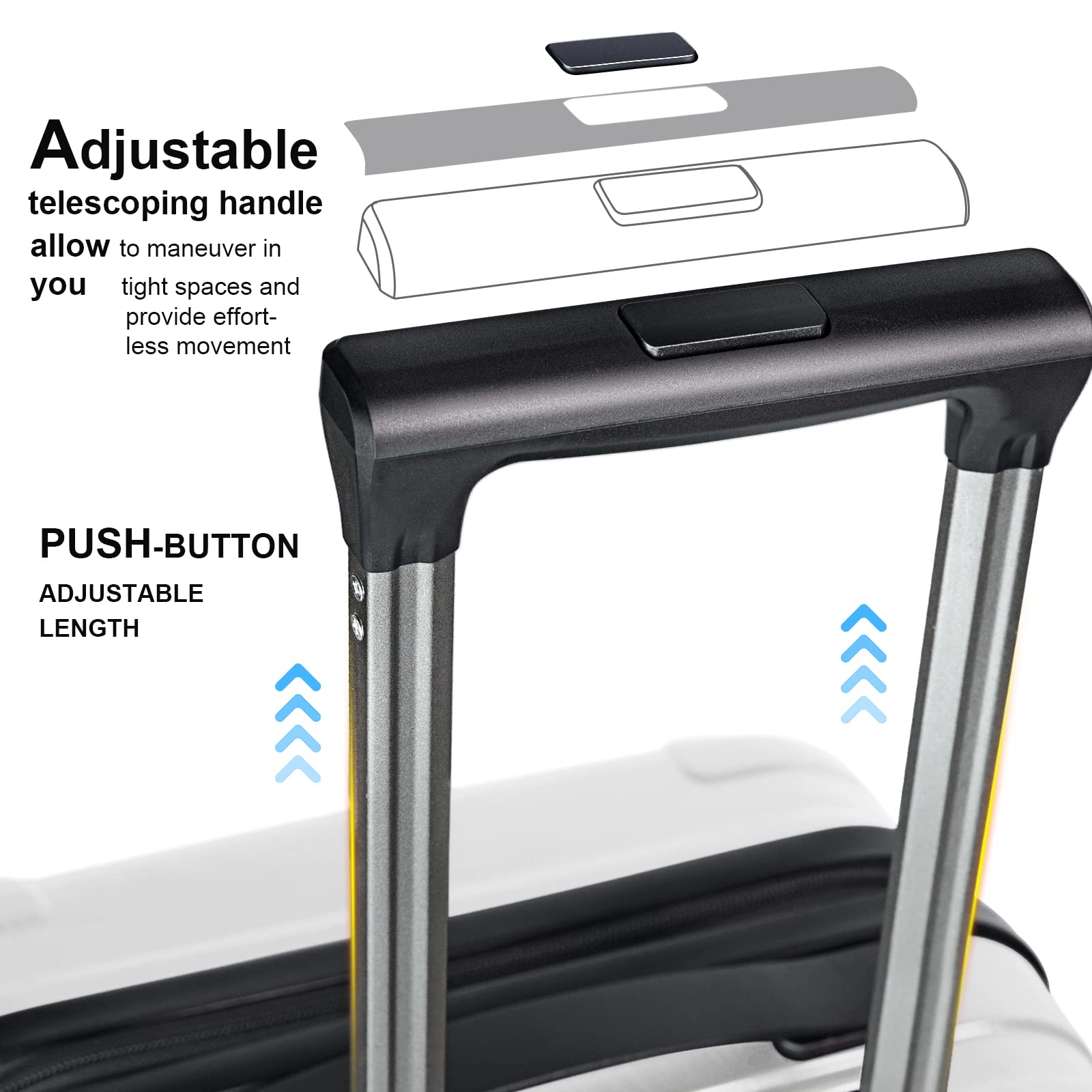 20 Inch Lightweight Hardshell Carry On Luggage with Spinner Wheels - Airline Approved PC+ABS Travel Suitcase (22x14x9 Inches) with TSA Lock - Perfect for Business Trips & Weekend Getaways - White