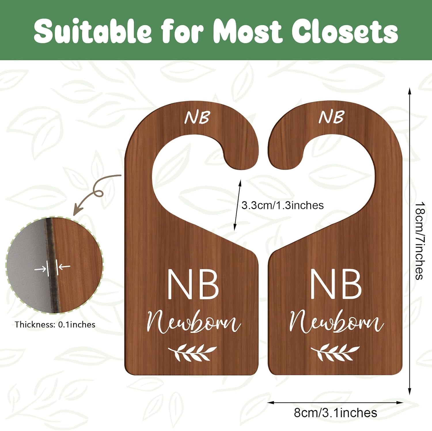 D-buy 8-Piece Baby Closet Dividers & Clothes Organizer - Wooden Double-Sided Nursery Hangers (Newborn to 24 Months) for Nursery Decor & Baby Clothing Organization | Perfect for Nursery Organization, Baby Shower Gifts & Toddler Room Storage