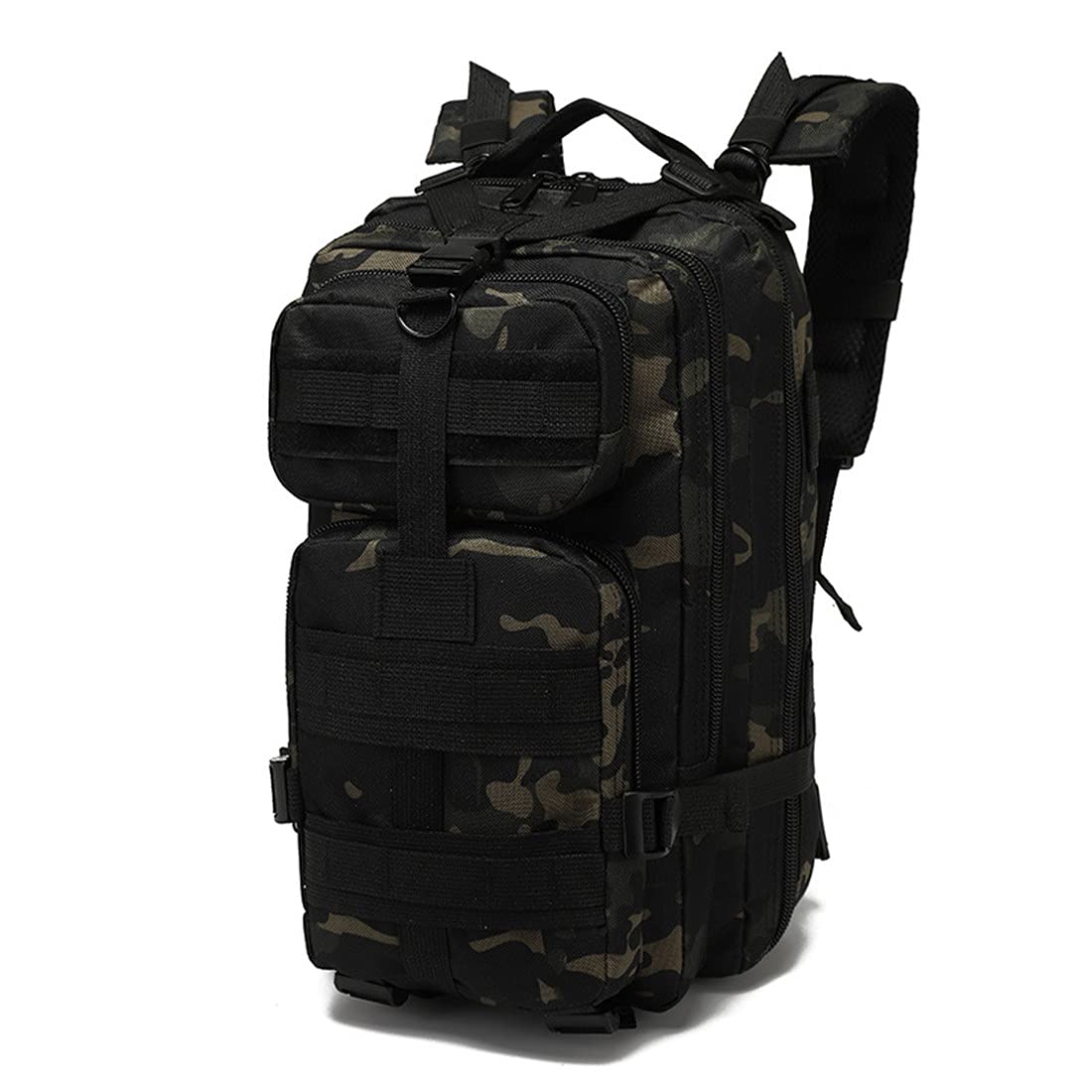 HARGLESMAN 25L Military Tactical Backpack - Large Army Assault Pack with MOLLE System, 3-Day Rucksack for Men & Juniors - Black Camo | Perfect for Outdoor Camping, Hiking, Travel & Everyday Use