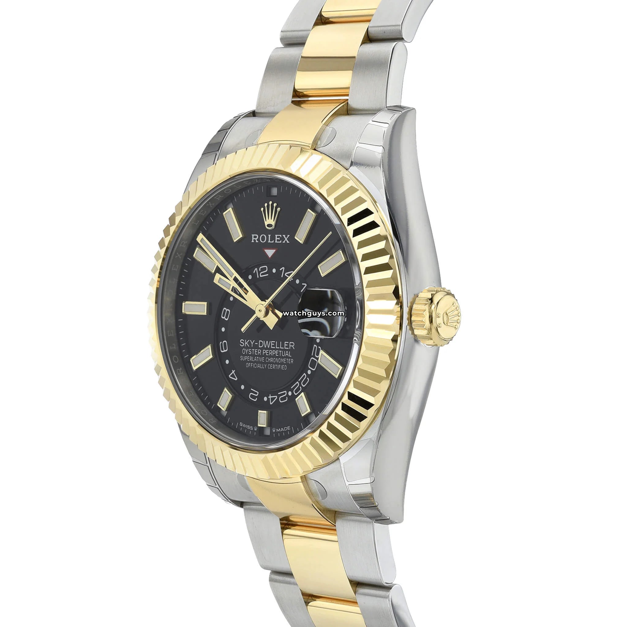 Rolex Sky-Dweller 326933 Stainless Steel Black Dial Oyster Bracelet Watch - Luxury Timepiece for Business Travel & Formal Occasions