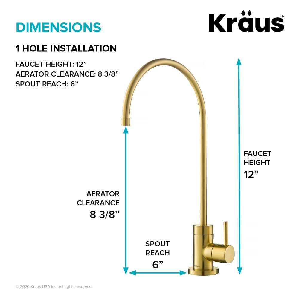 KRAUS Purita 100% Lead-Free Kitchen Water Filter Faucet in Brushed Brass, FF-100BB - Premium Drinking Water Solution for Home & Office Use