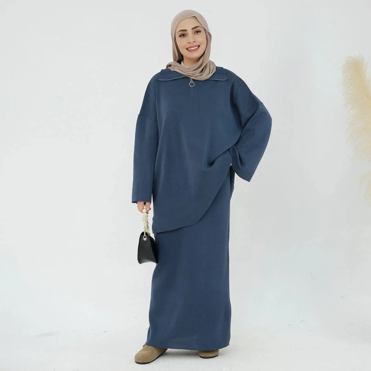 Winter Thick 2-Piece Knitted Top and Skirt Set - Warm Outfit for Fall & Winter Fashion | Perfect for Holiday Parties, Office Wear & Casual Outings