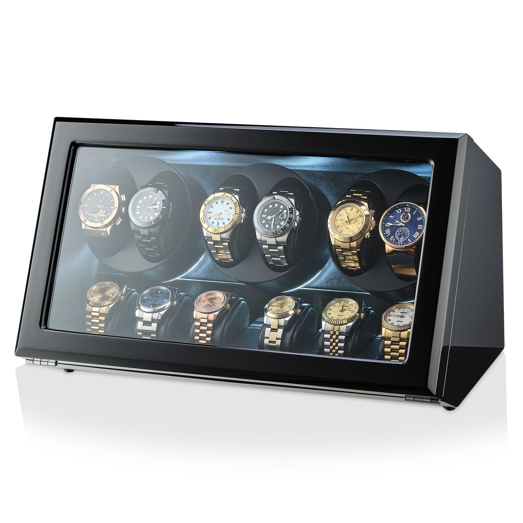 Premium TIMECUBE Watch Winder with 6 Storage Slots - Automatic Motor Stop, LED Display for Luxury Watch Collection | Perfect for Automatic Watches Storage & Display in Home or Office