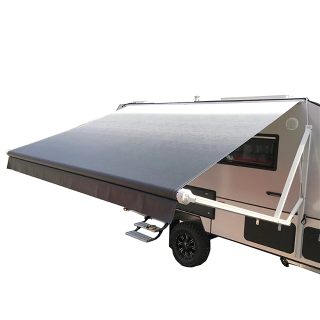 Aleko 15x8 Feet Motorized Retractable RV Awning - Grey - Perfect for Outdoor Camping, Travel & Patio Shade