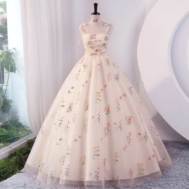 Elegant A-Line Floral Prom Dress with Sweet Tulle Skirt - Perfect for Birthday Parties, Dances & Formal Events | Style 2051
