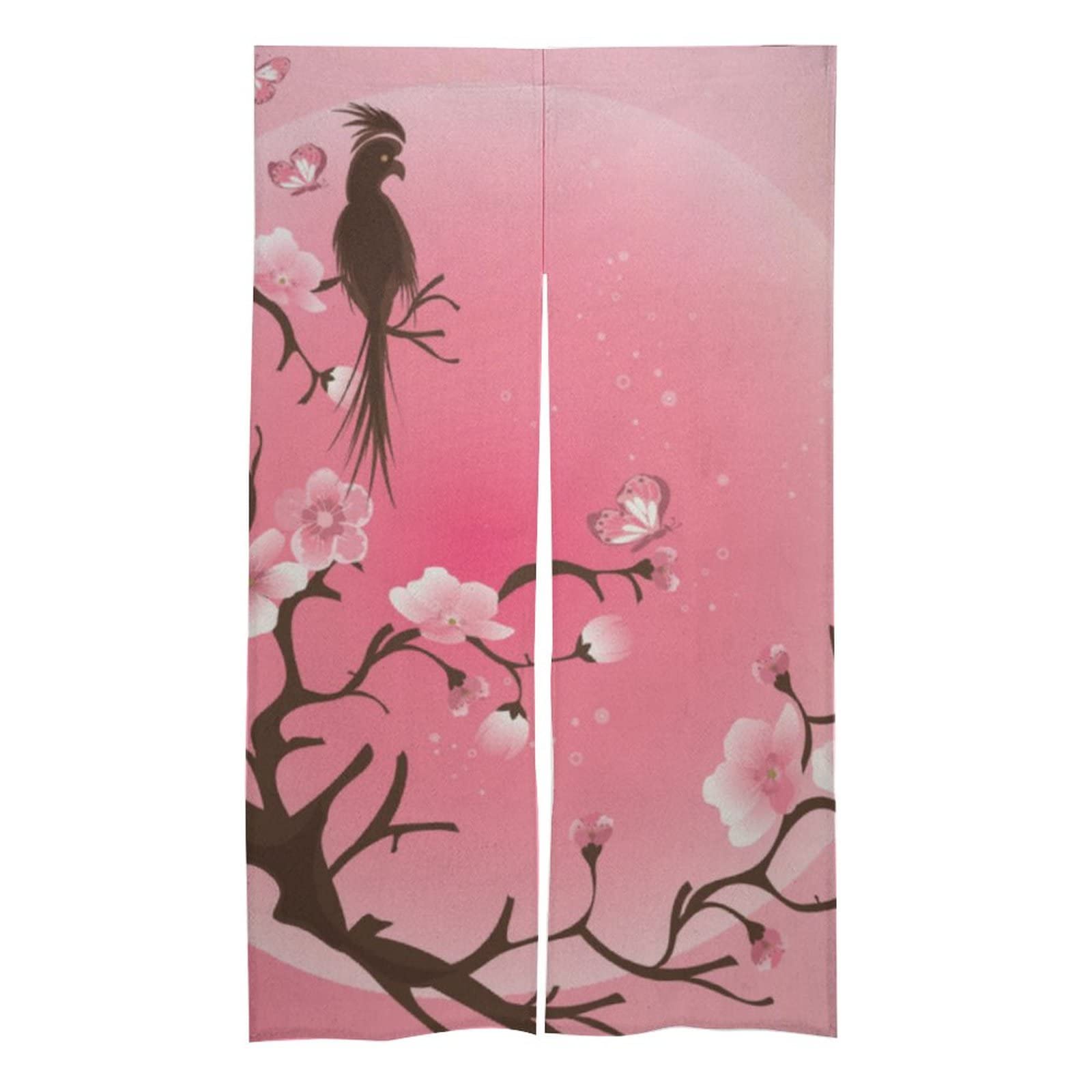 Japanese Cherry Blossom Art Door Curtain - Pink Floral Tapestry for Doorway, Bathroom, Kitchen Divider & Closet Decor | Perfect Home Gift for Women & Men | Ideal for Boho, Asian-Themed & Spring Home Decor