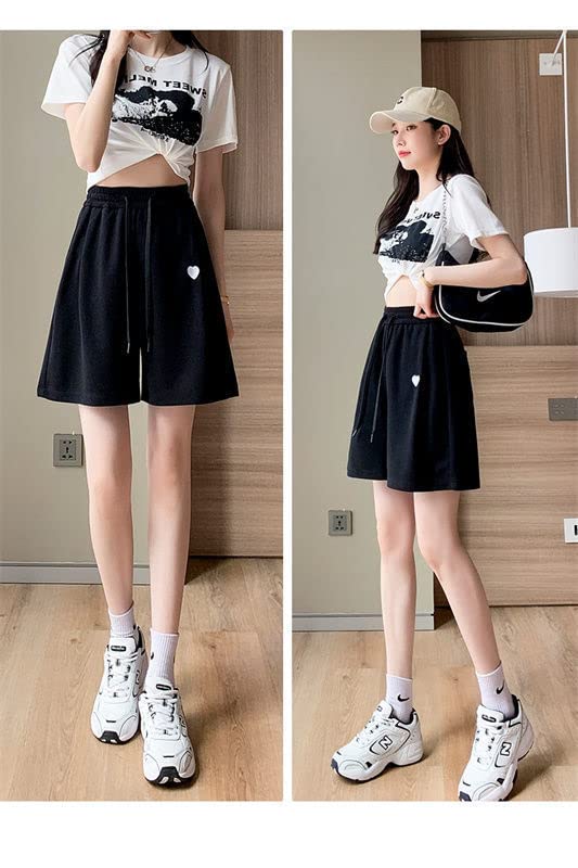 Women's Bermuda Shorts - Cute Heart Print Casual Athletic Jersey Sweat Shorts for Teens & Girls | Perfect for Summer, Running, Walking & Home Wear