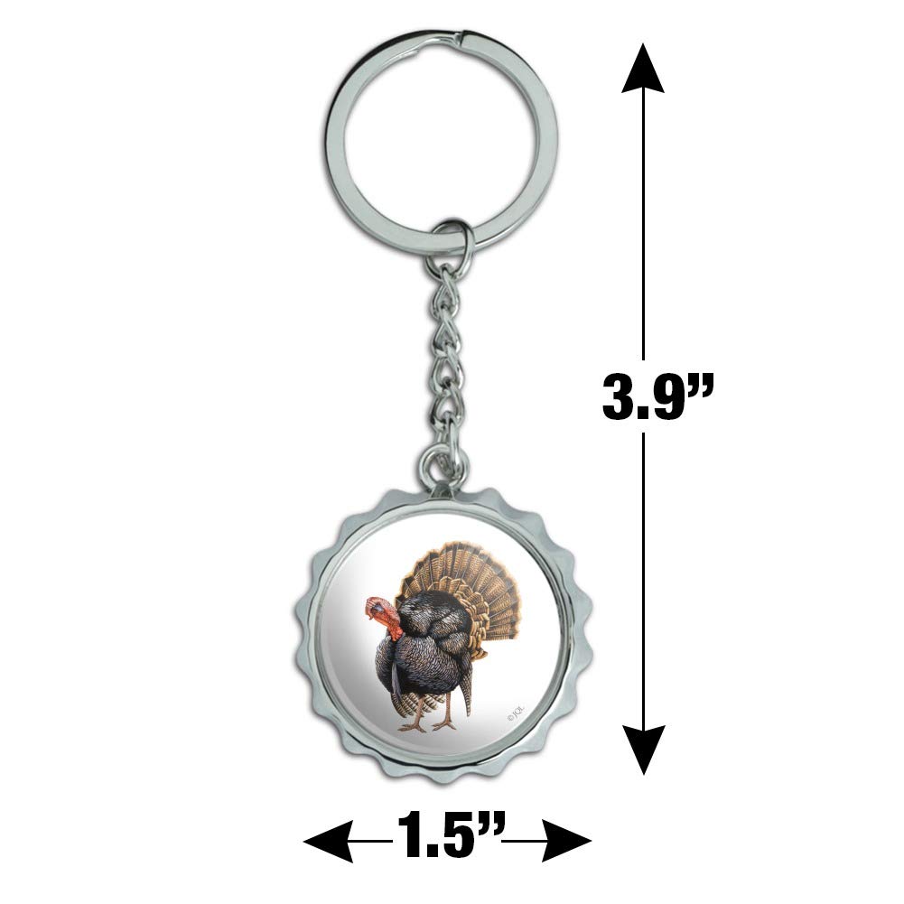 Tom the Wild Turkey Keychain - Chrome Plated Metal Bottle Opener with Pop Top - Perfect for Camping, Tailgating & Outdoor Adventures