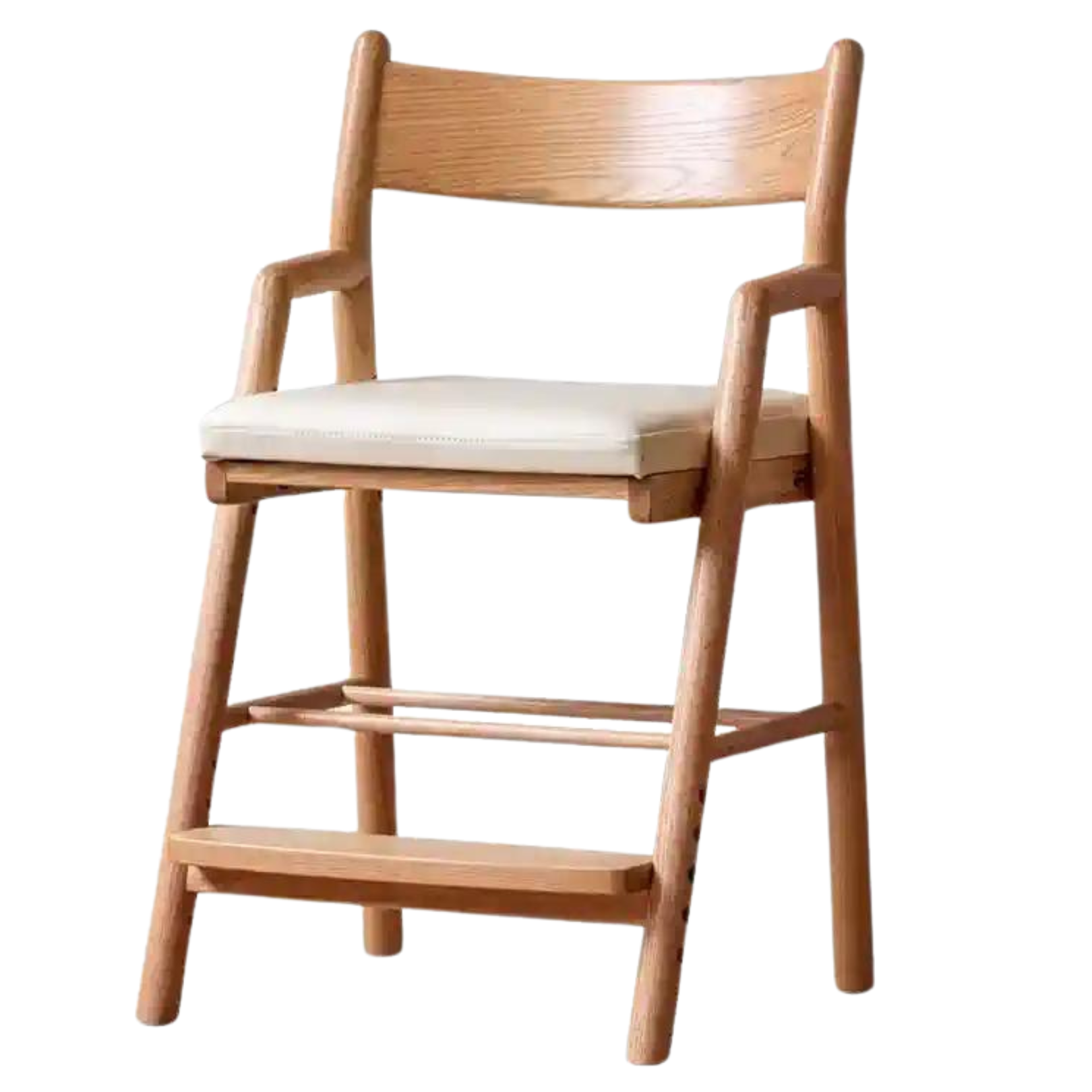 Adjustable Height Oak Solid Wood Kids Chair - Sturdy & Ergonomic Design for Study, Dining & Playtime