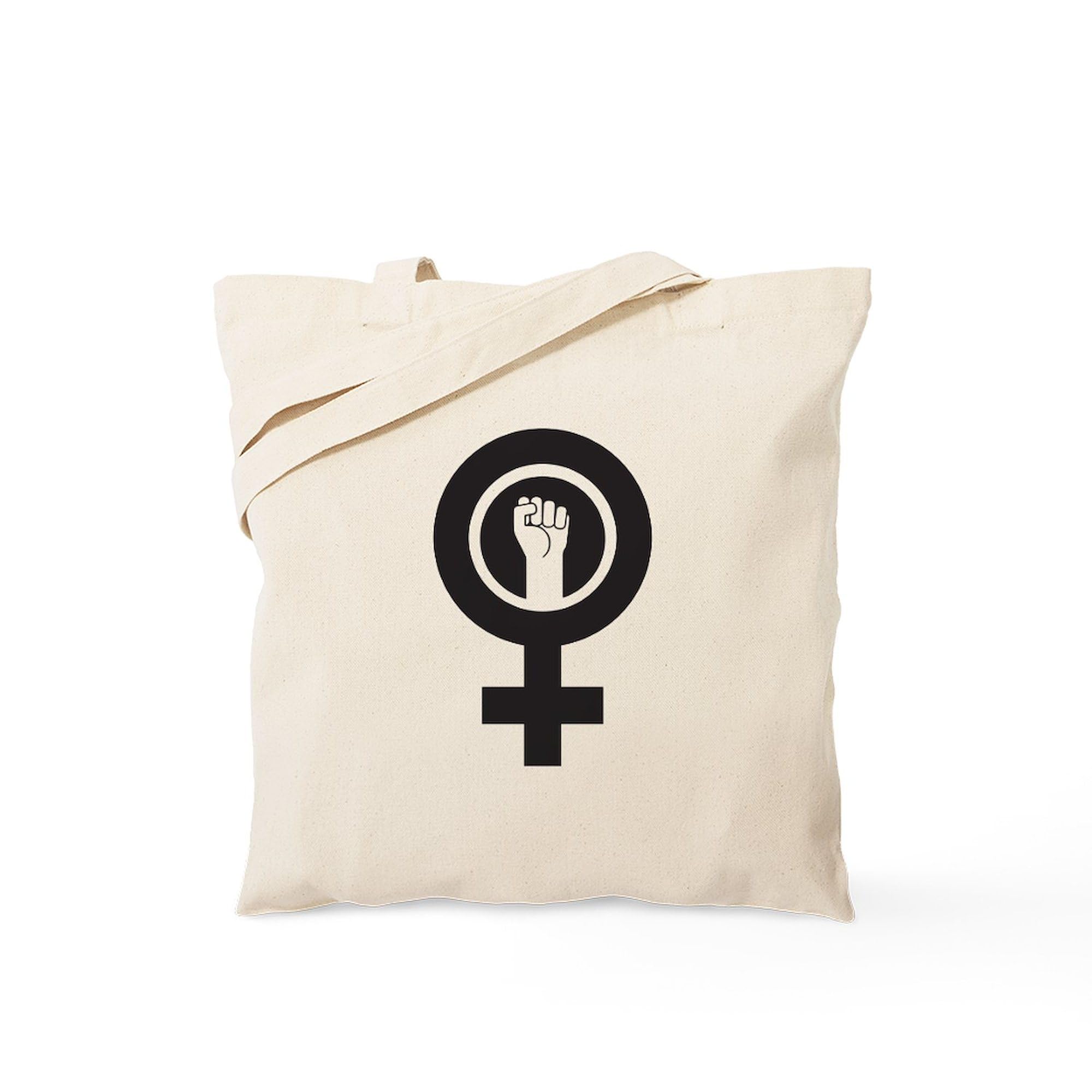 Feminist Power Tote Bag - Natural Canvas Reusable Shopping Bag for Women | Eco-Friendly Grocery Tote for Work, School & Protest Rallies