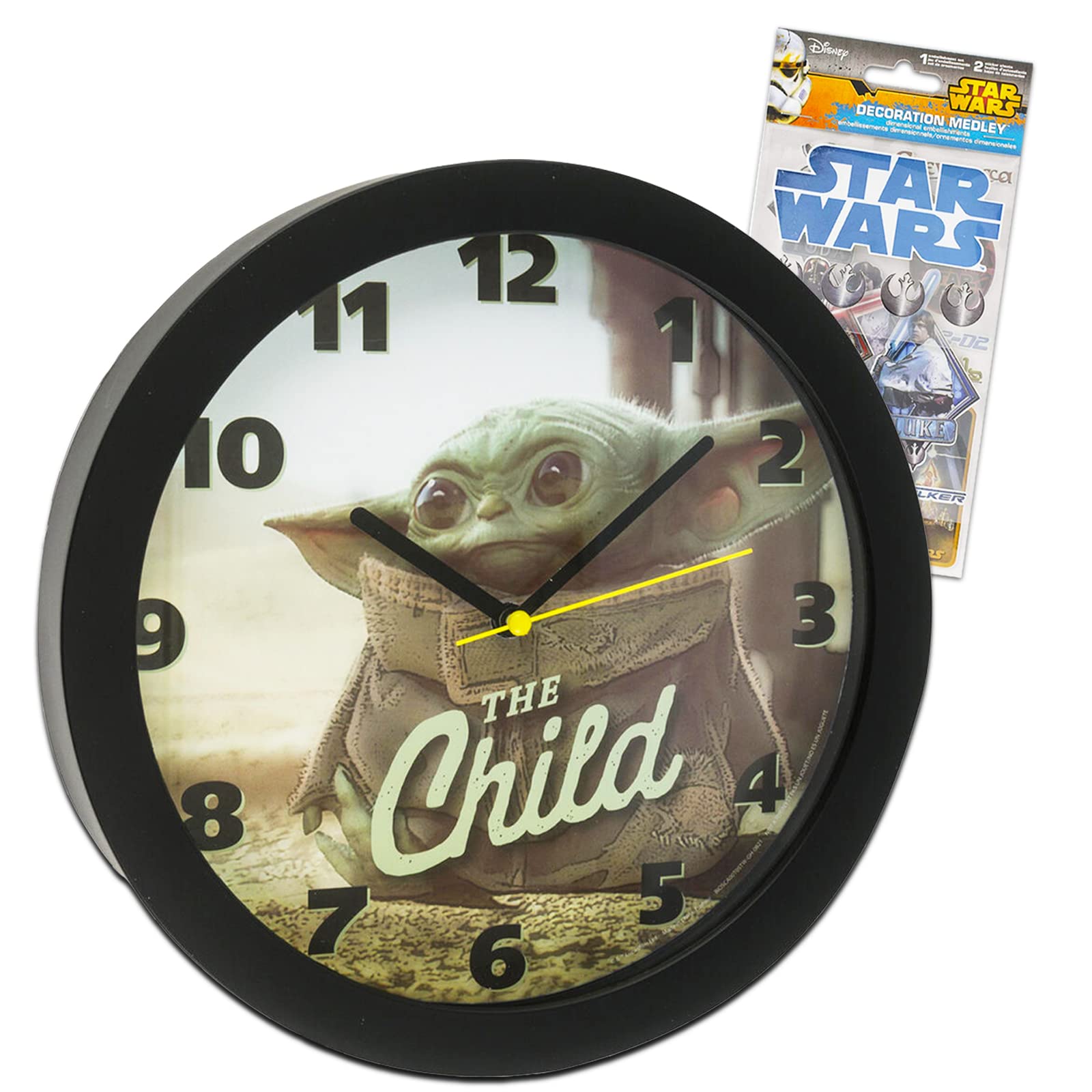 Baby Yoda Wall Clock for Kids & Adults - 9.5