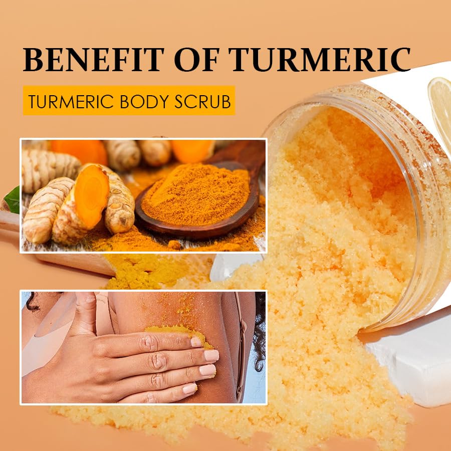 Veenourish Glow Sugar & Salt Scrub Set - Natural Turmeric Exfoliating Body Scrub for Face & Body, Reduces Blemishes & Brightens Skin (3-Piece Kit) | Perfect for Spa Day, Self-Care Routine & Gift Giving