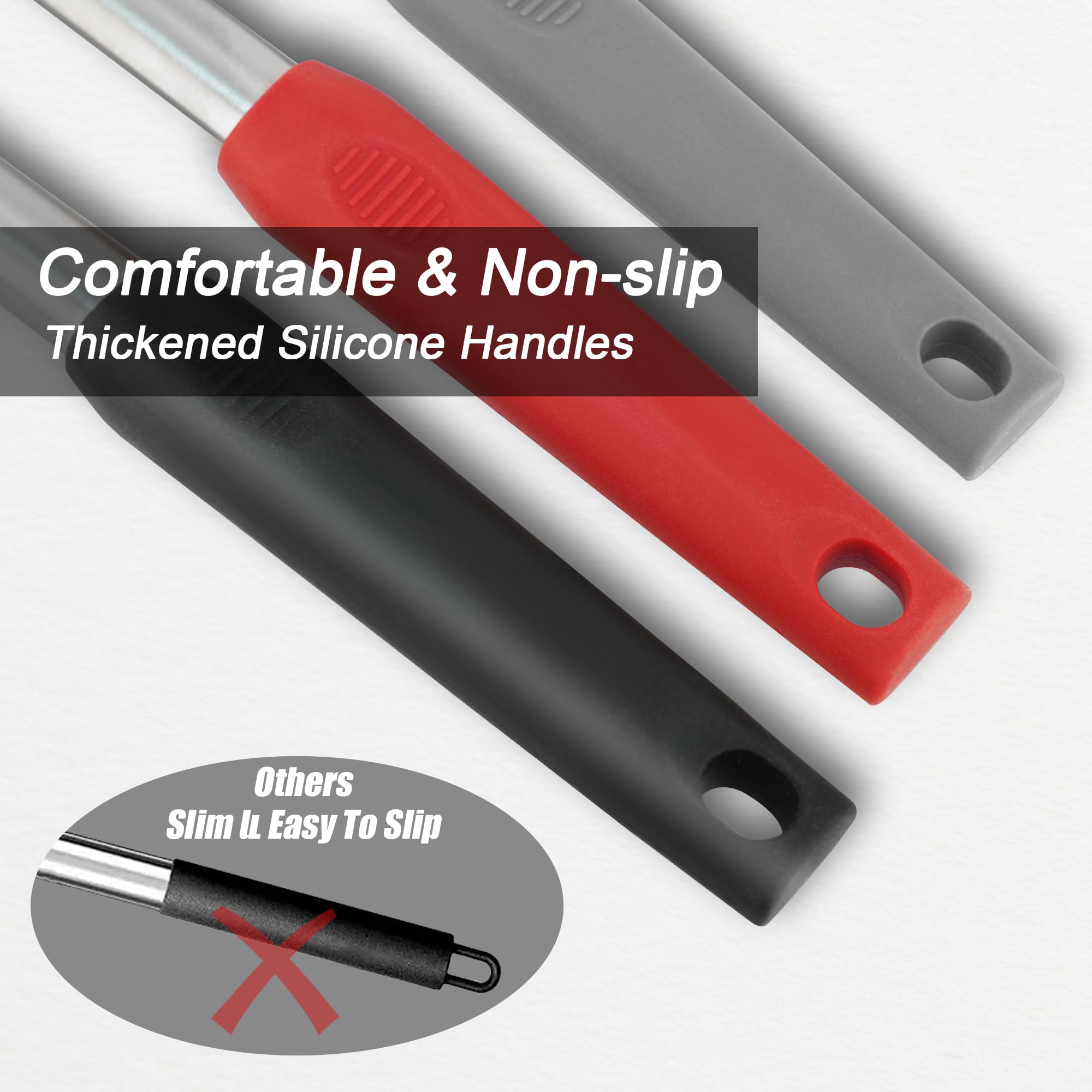 2 Pack Heat-Resistant Silicone Spatula Set - Solid & Slotted Turner for Cooking, Baking, Flipping Fish, Eggs & Pancakes - Non-Stick Kitchen Utensils for Woks, Pans & Grills - Perfect for Home Chefs & Professional Kitchens