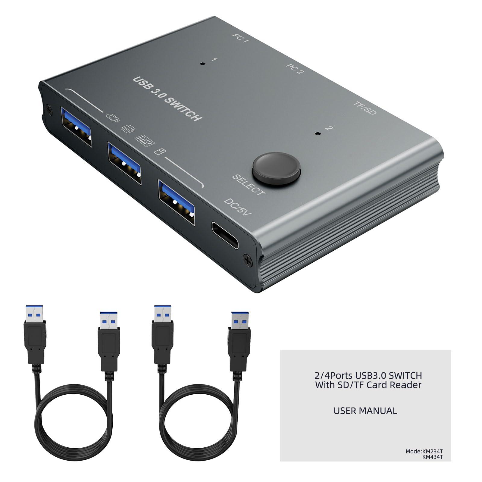 AYPOHU 4-Port USB 3.0 Hub with Individual Switches - High-Speed Data Transfer USB Port Extender for Laptop, PC, Printer, Scanner | Expand Connectivity for Home Office & Gaming Setup