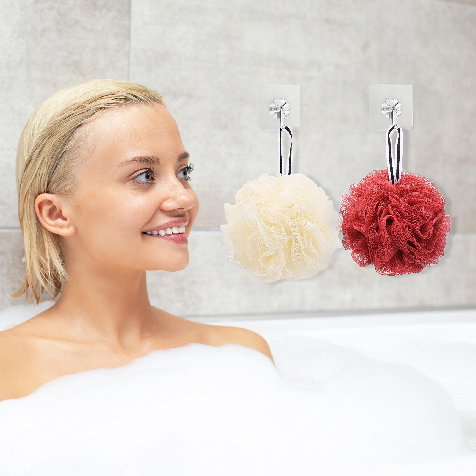 4 Pack Bath Sponge - Premium Mesh Loofah Pouf Body Scrubber & Exfoliator (50g Each) for Shower, Spa & Gentle Skin Care