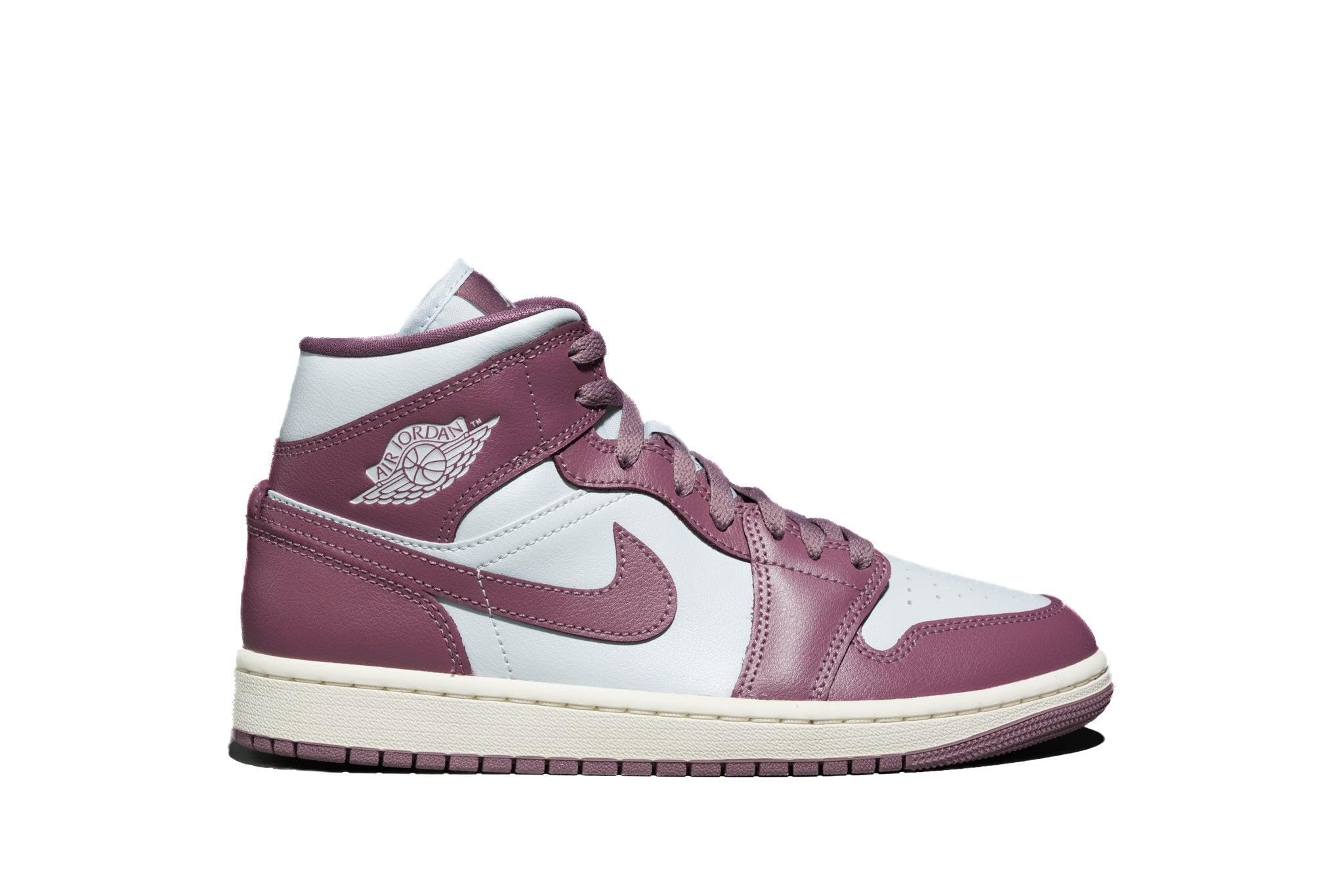 Nike Air Jordan 1 Mid Women's Shoes - Pure Platinum/Sky J Mauve-Sail (BQ6472-050) Size 9 | Retro Basketball Sneakers for Women | Perfect for Casual Wear, Street Style & Sneaker Collectors