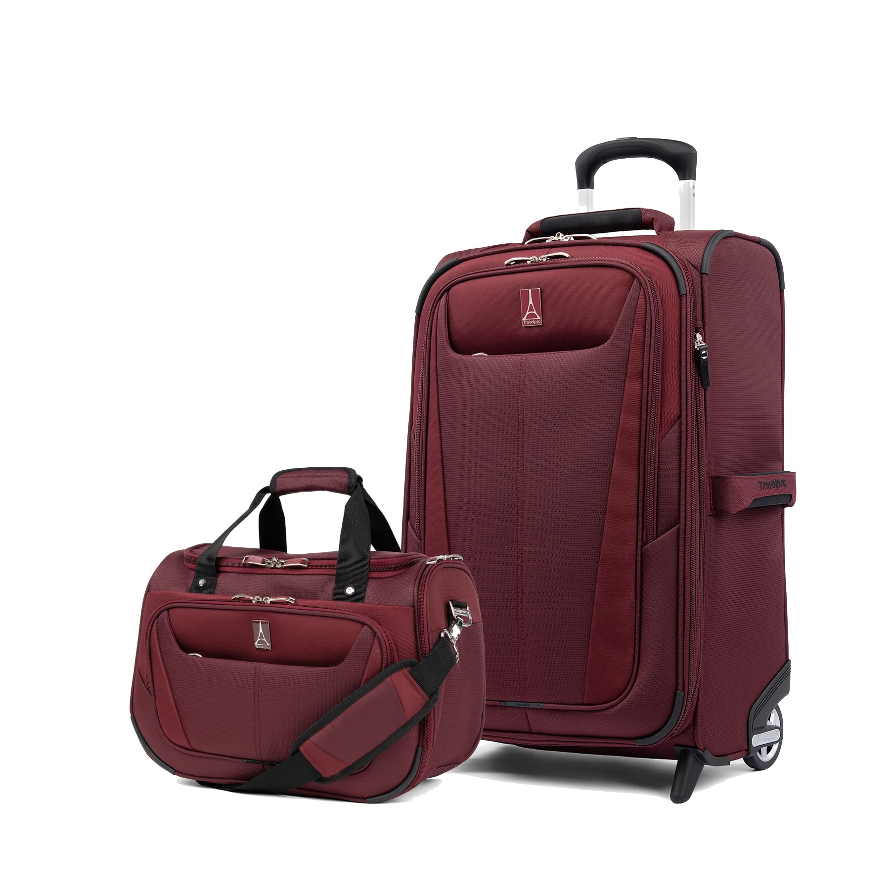 Travelpro Maxlite 5 Lightweight 2-Piece Luggage Set - 22-Inch Carry-On Rollaboard & Soft Tote Bag (Burgundy) | Perfect for Business Travel & Weekend Getaways