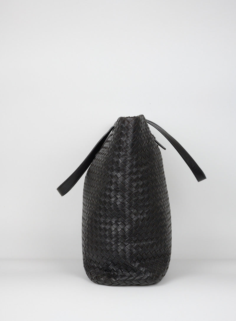 Bottega Veneta Woven Leather Shopper Bag in Dark Brown - Perfect for Work, Travel & Everyday Luxury