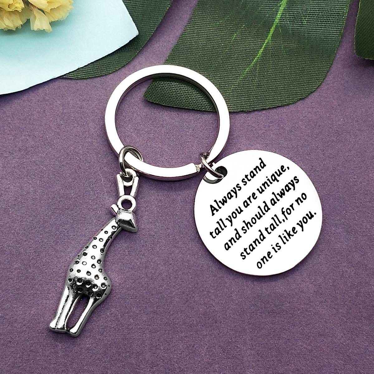 Unique Giraffe Charm Keychain - Inspirational Encouragement Gift for Women & Men - Always Stand Tall Key Ring - Perfect for Graduation, Birthday, Anniversary & Christmas - Great for Giraffe Lovers & Jewelry Enthusiasts (Ideal for Daily Motivation & Thoughtful Gifting)