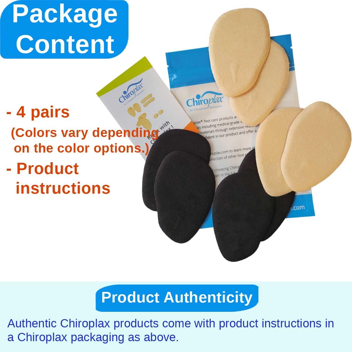 Chiroplax High Heel Cushion Inserts (4 Pairs) - Soft Suede Ball of Foot Pads, Metatarsal Support & Anti-Slip Shoe Insoles for Women - Perfect for Work, Parties & Long Wear Comfort