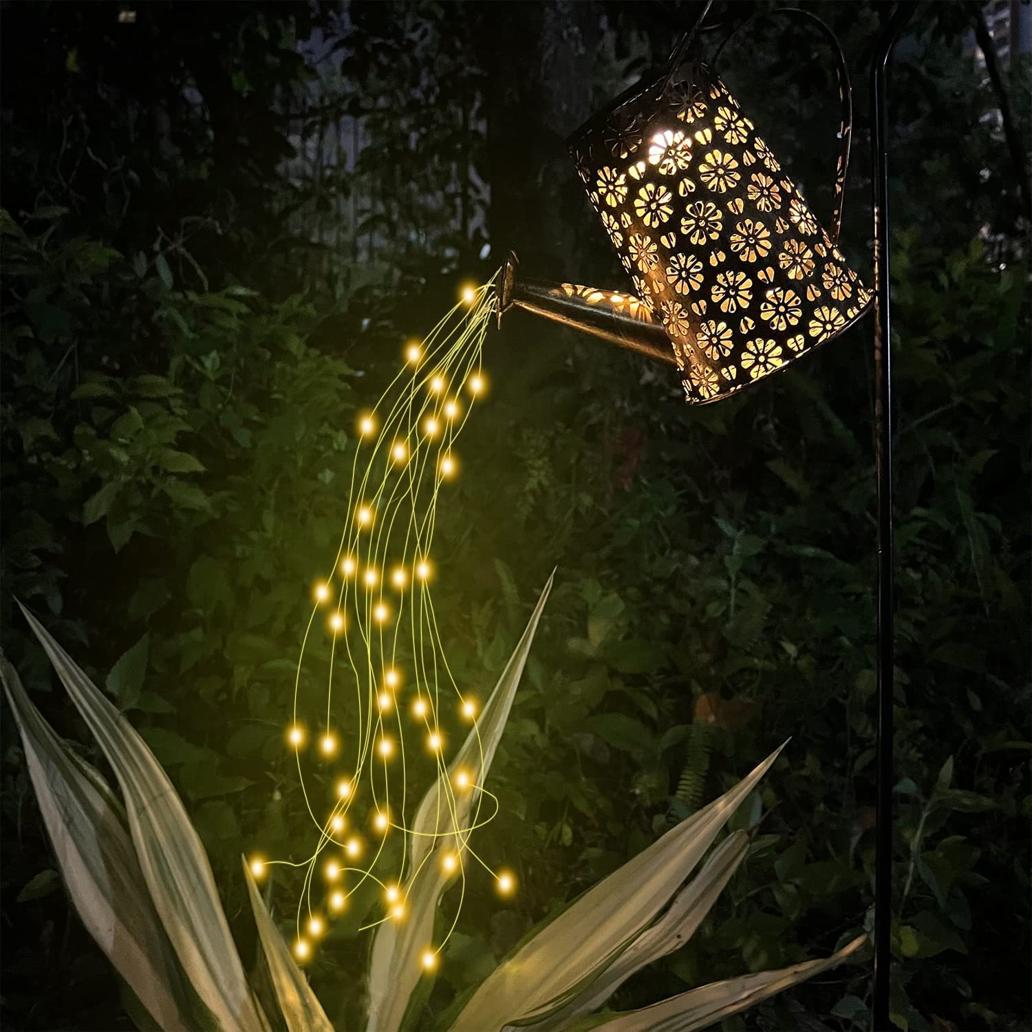 Solar Powered Outdoor Waterproof Hanging Lantern with String Lights - Retro Metal Solar Garden Decor for Pathway, Yard, Patio, Porch, Lawn, Driveway & Backyard | Perfect for Evening Gatherings, Landscape Lighting & Holiday Decorations