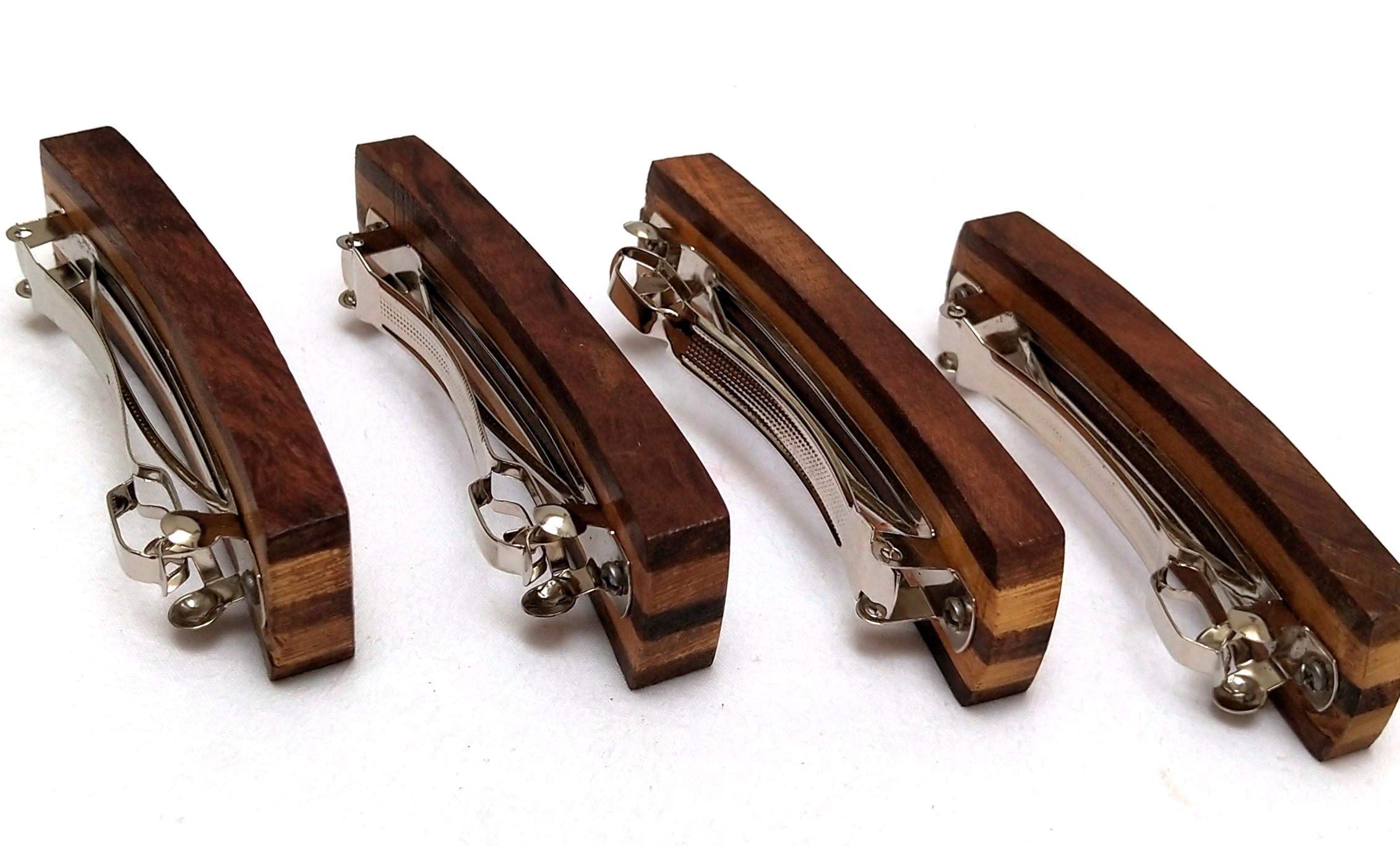 Master Arts Wooden Hair Clips - 4pcs Shisham Wood Hairpins for Women & Girls