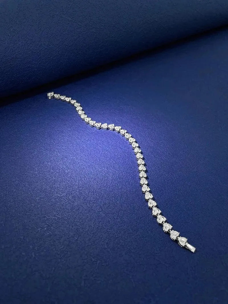 18K White Gold Diamond Bracelet for Women - Luxury Heart-Shaped Engagement Jewelry with Real Natural Diamonds - Perfect for Anniversaries, Proposals & Romantic Gifts