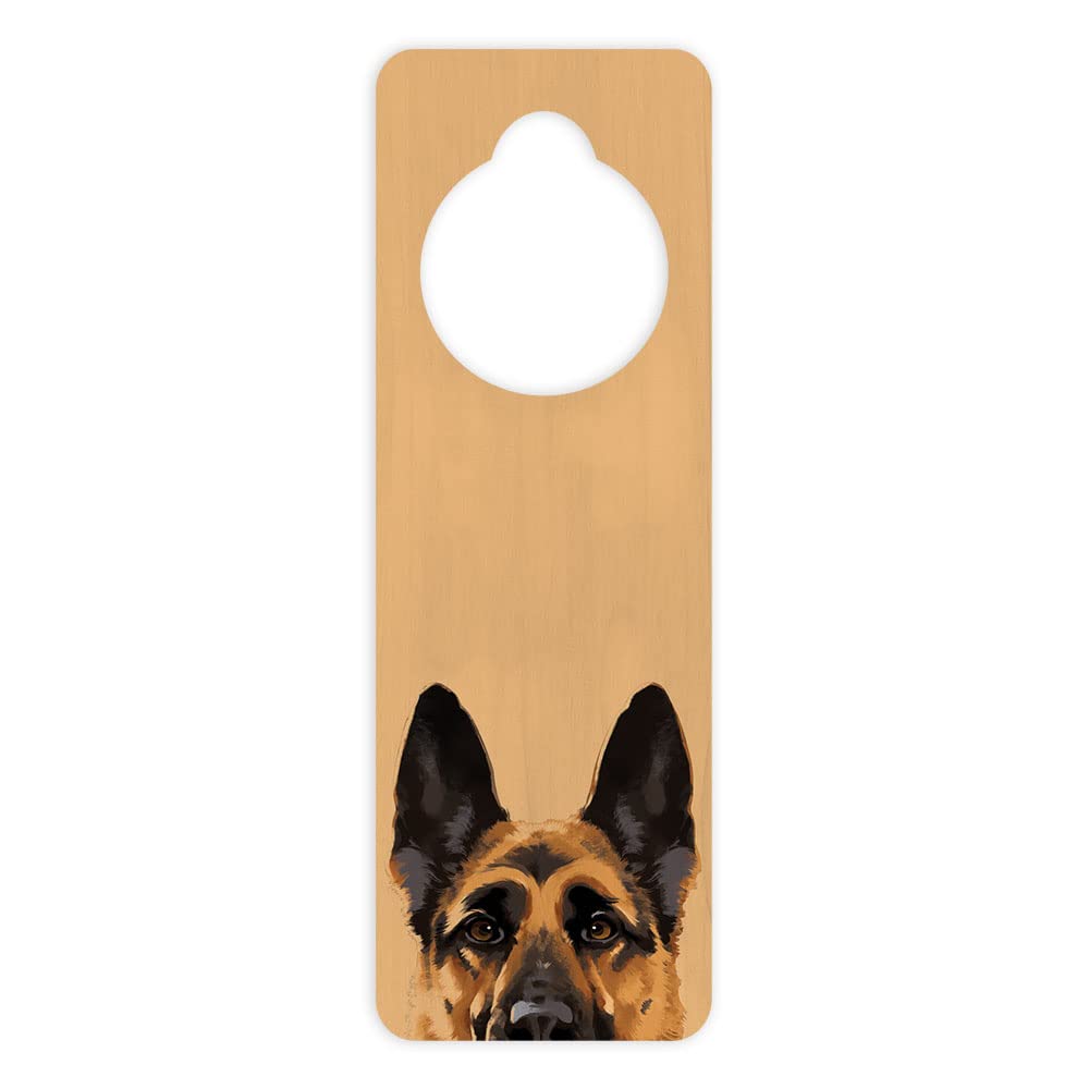 WIRESTER Wooden Door Knob Hangers - Black & Tan German Shepherd Dog Design - Handmade Decorative Signs for Home, Office & Gifts - Perfect for Christmas, Birthday & Housewarming Presents