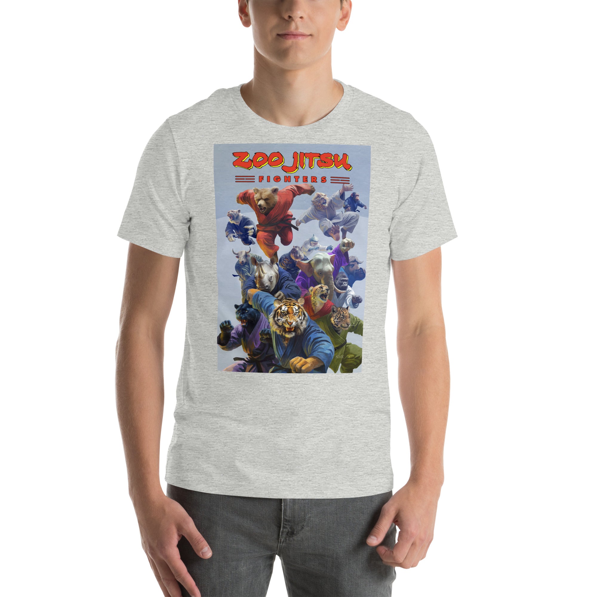 Zoo Jitsu Fighters Graphic Unisex T-Shirt by Lee Kohse - Comfortable Cotton Tee for Martial Arts Fans, Streetwear & Casual Outfits
