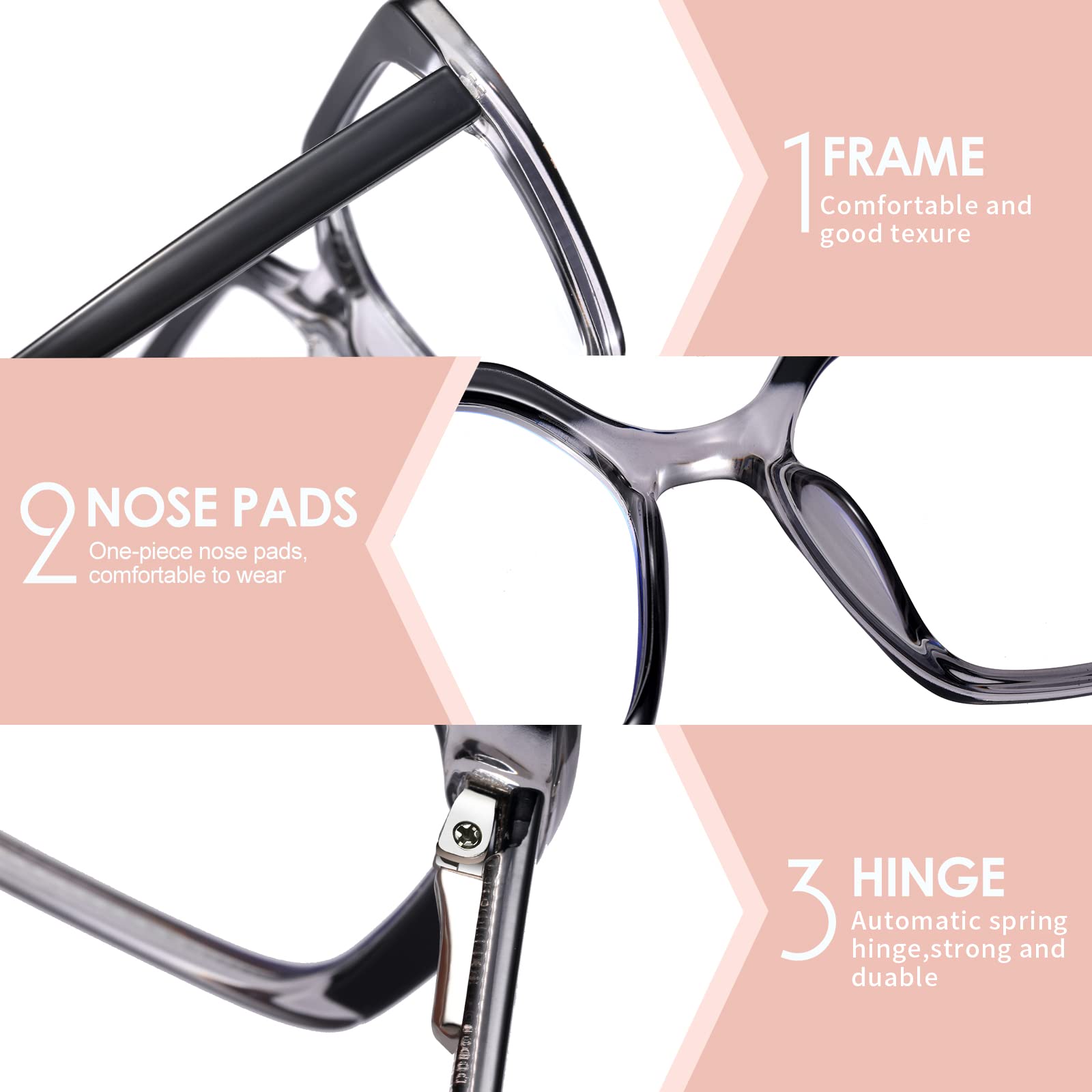 MORESHINE Fashion Oversized Square Blue Light Blocking Glasses for Women - Anti Fatigue, Prevent Headache, Computer & Gaming Eyeglasses Frames - Perfect for Office Work, Online Classes & Screen Time Protection