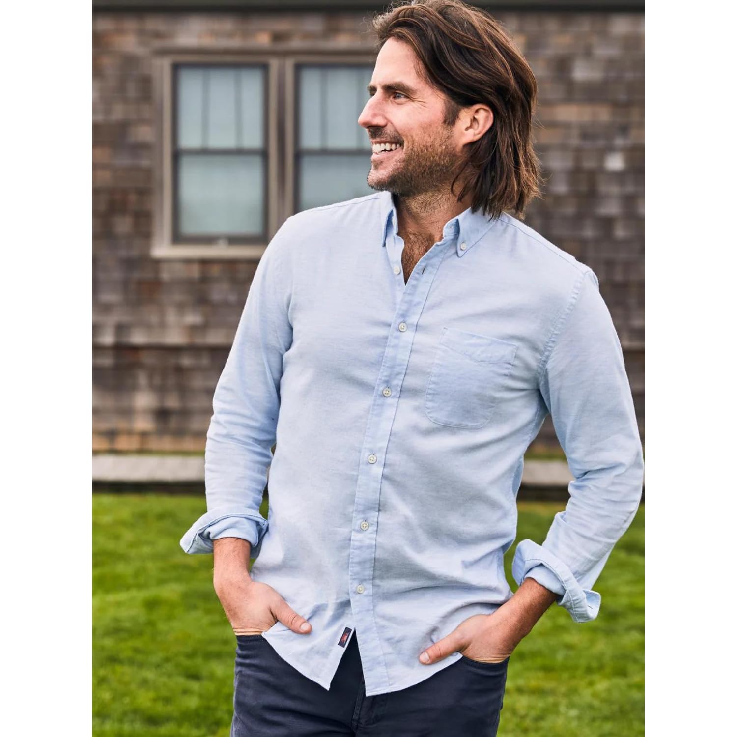 Faherty Men's Stretch Oxford Shirt - Comfortable Slim Fit Button Down Dress Shirt for Business Casual & Office Wear