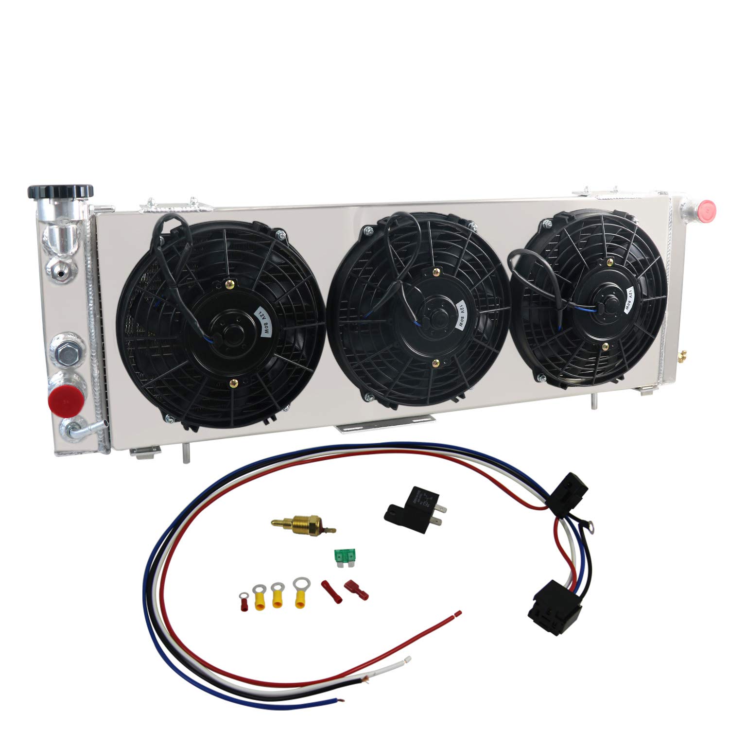 1991-2001 Jeep Cherokee XJ/Wagoneer/Comanche 2.5L 4.0L Full Aluminum Radiator with 4-Row Cooling & Shroud Fans - High Performance Cooling Upgrade for Off-Road & Daily Driving