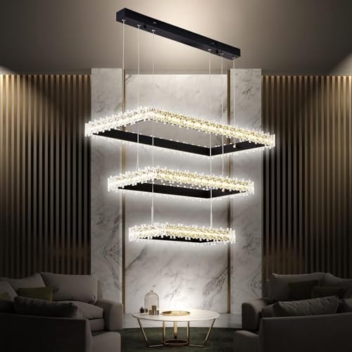 3 Rectangular Crystal Chandelier