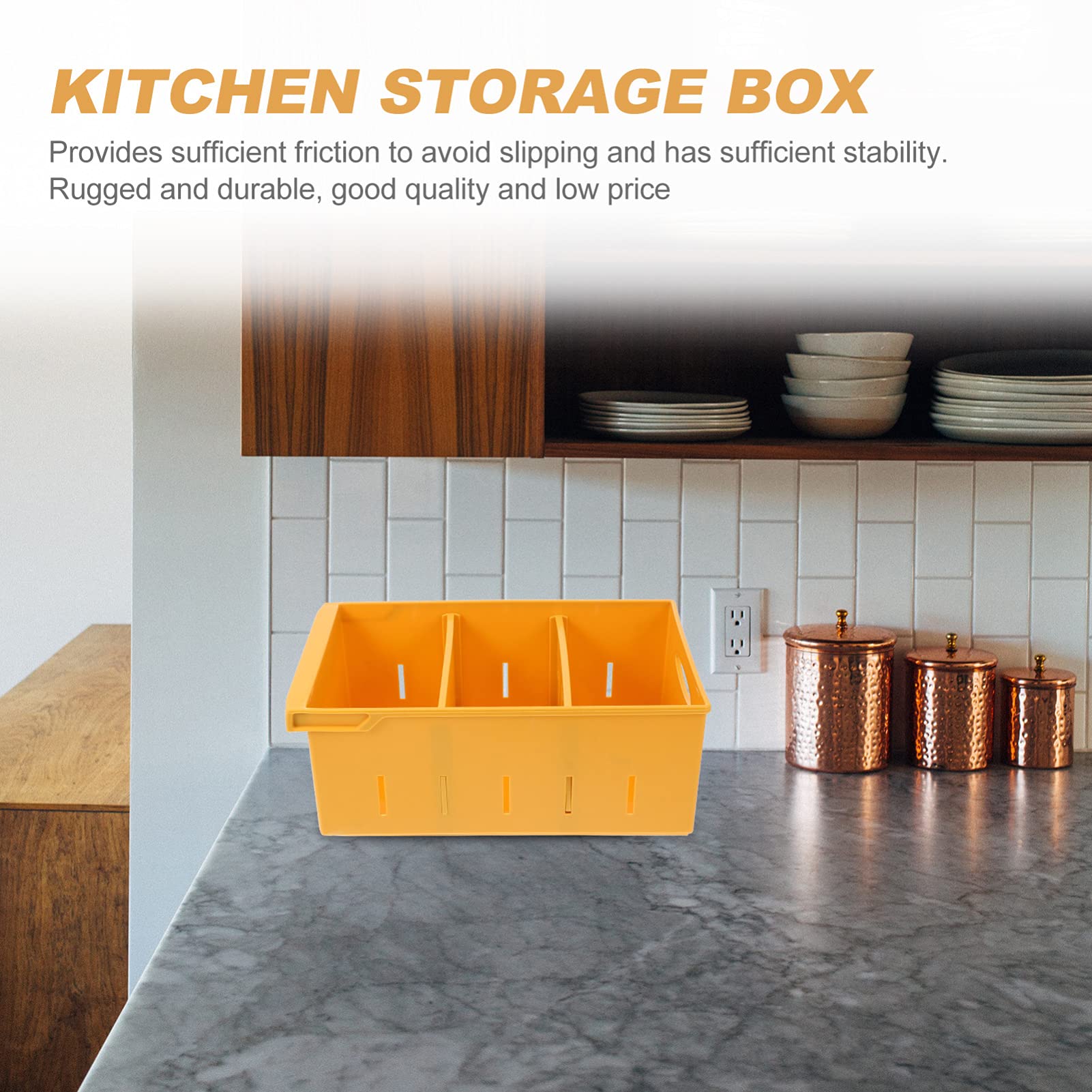Cabilock 1-Piece Plastic Kitchen Organizer Box - Fruit & Vegetable Storage Basket, Fridge Organizer, Pantry Divider, Tea Storage, Egg Tray - Durable PP Material with Flat Lip (Perfect for Kitchen, Pantry & Refrigerator Organization)