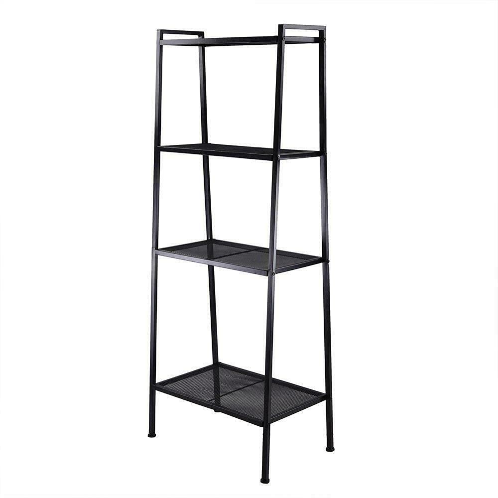 4-Tier Ladder Shelf Organizer - Space-Saving Bookshelf for Bedroom, Bathroom & Living Room | Multi-Purpose Storage for Books, Blankets & Home Decor | Sturdy Wall Shelves for Small Spaces & Clearance Areas