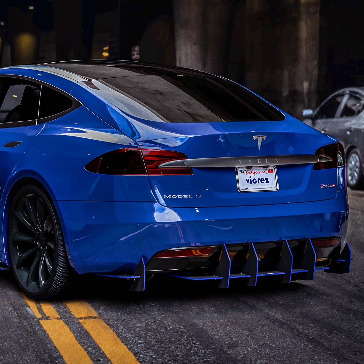 Vicrez Centa VR2 Rear Diffuser vz102387 for Tesla Model S 2015-2025 - Carbon Fiber Performance Upgrade for Enhanced Aerodynamics & Sporty Styling | Perfect for Track Days & Car Shows