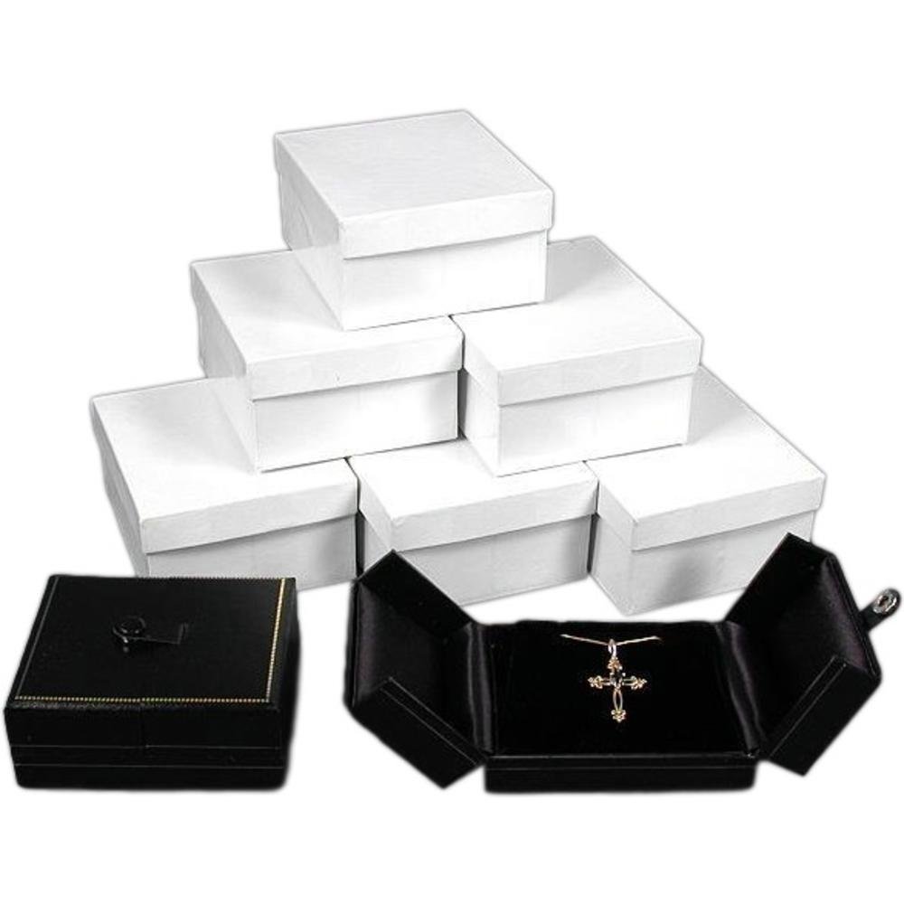 6 Pack Black Leather Jewelry Boxes with Snap Lid - Elegant Earring Storage & Display Case for Women, Perfect for Gift Giving, Travel & Retail Showcase