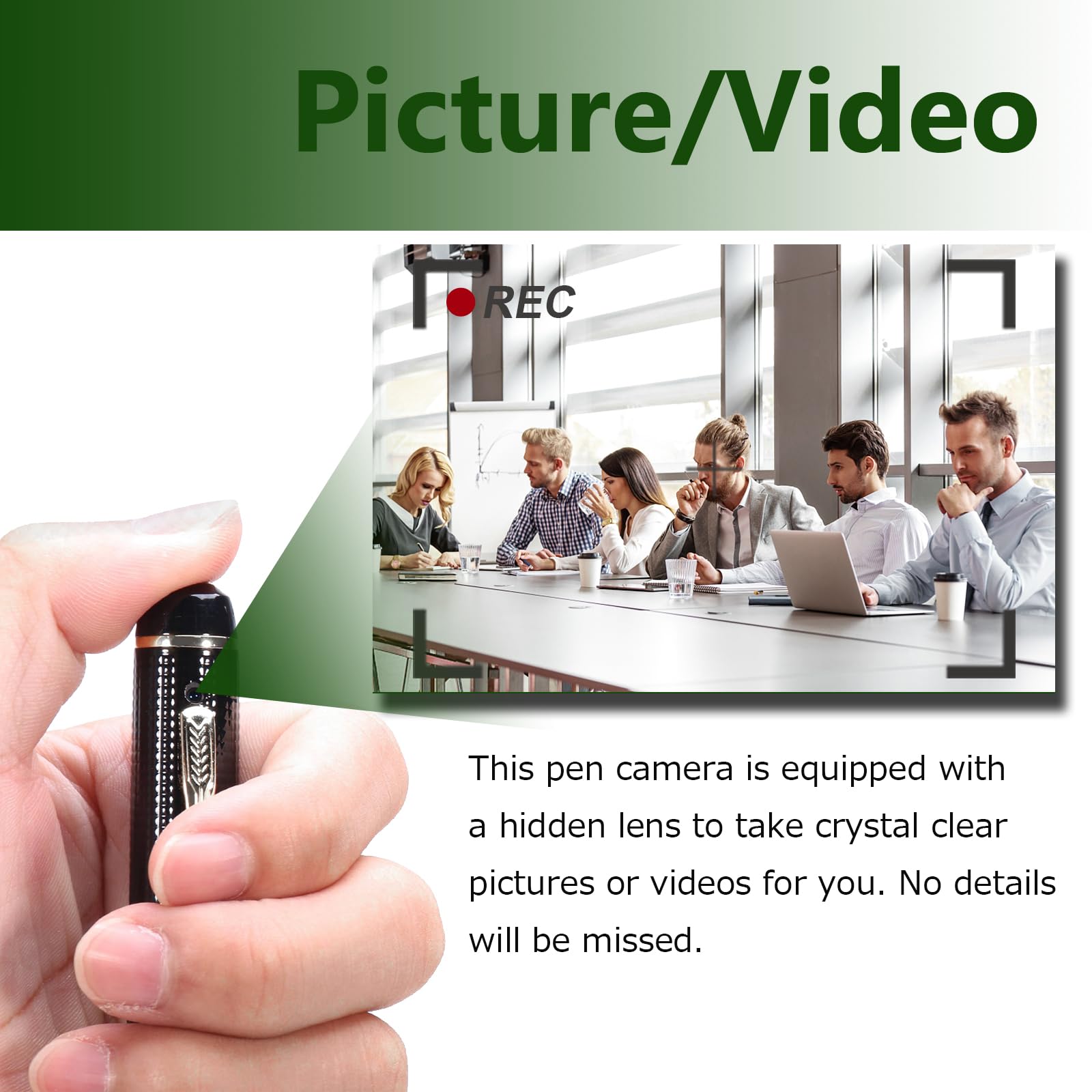 Spy Camera Pen - 1080P HD Hidden Camera with Loop Recording, No Audio - Portable Pocket Video Recorder for Business Meetings, Classroom Study, Home Security & Covert Surveillance