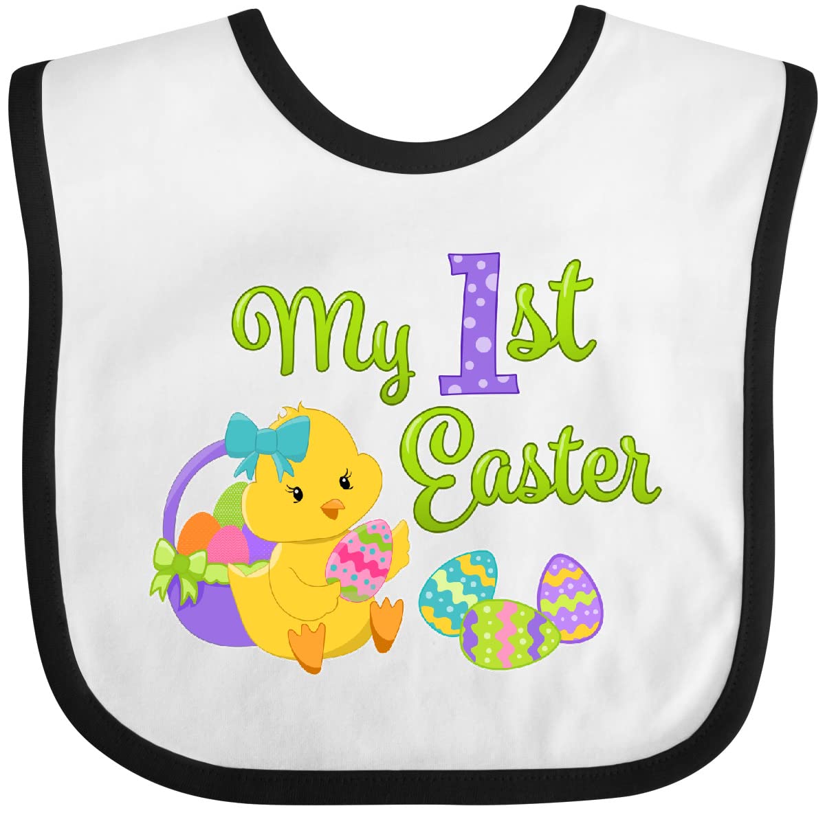 Inktastic Easter Baby Bib - Cute Chick & Eggs for Feeding Time