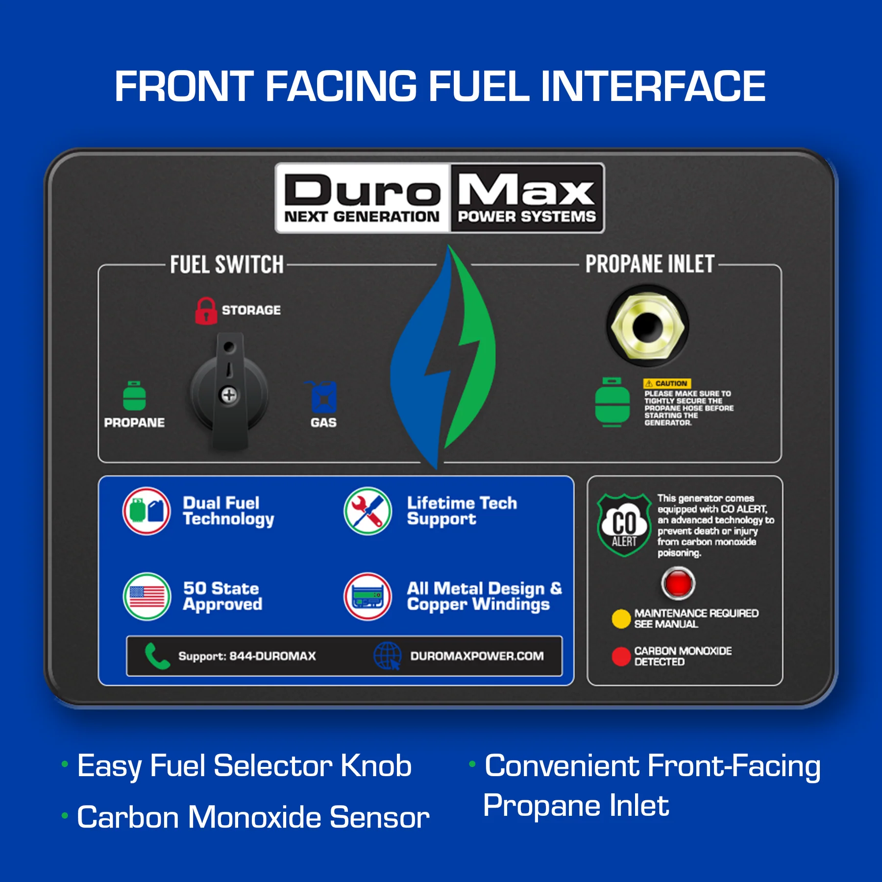 DuroMax XP10000DX 8500W/10000W Dual Fuel Portable Generator - Gas & Propane Powered with Electric Start & CO Alert - Perfect for Home Backup Power, Camping & Emergency Use
