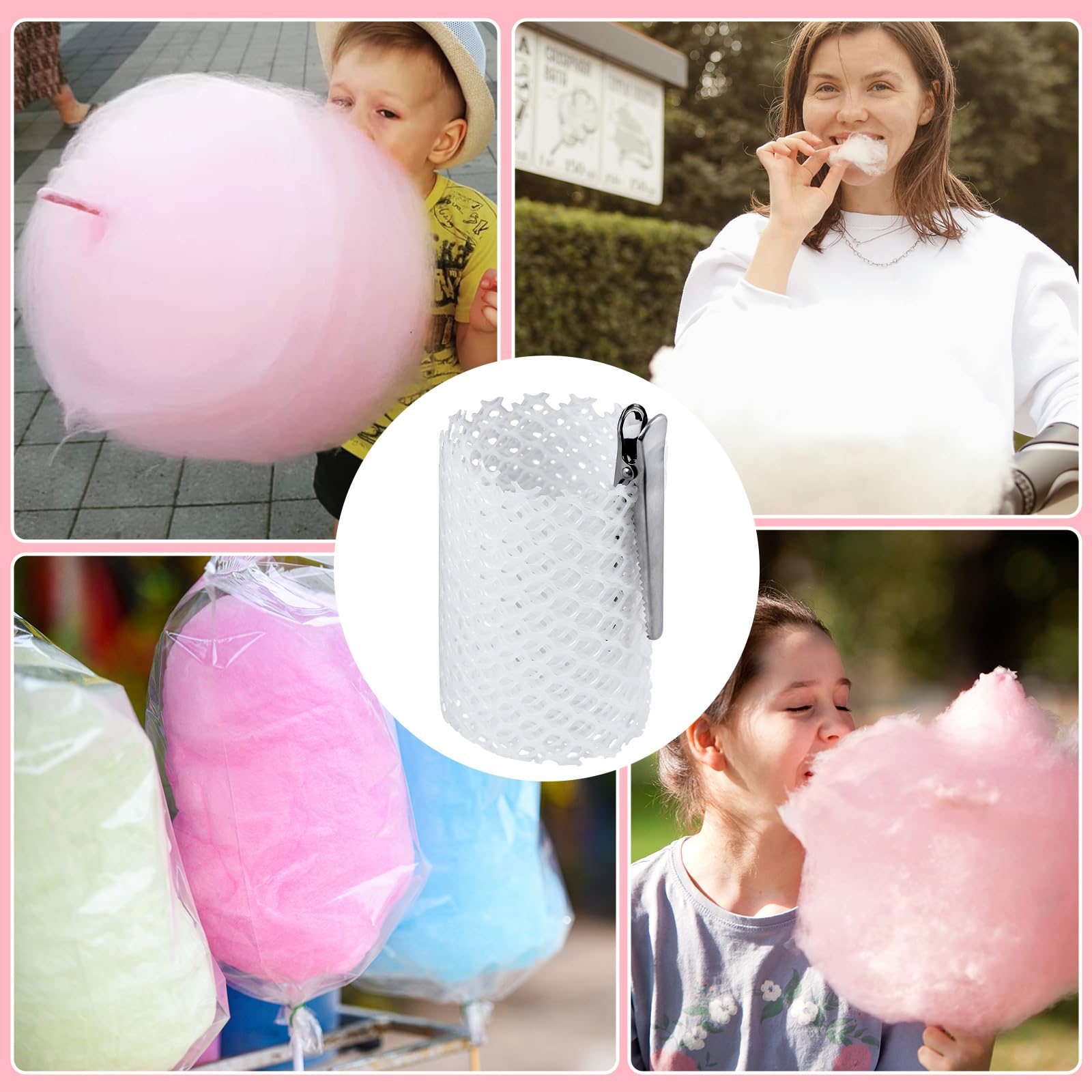 3 Set Cotton Candy Mesh and Clip Stabilizer Kit - 12 Pcs Reusable Candy Making Clips for Cotton Candy Supplies | Compatible with Cotton Candy Machine Bowl | Perfect for Birthday Parties, Carnival Treats & DIY Dessert Making